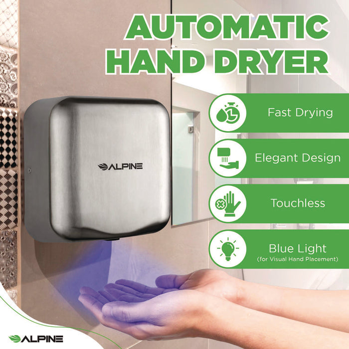 Hemlock Commercial 220V Automatic Hand Dryer, 6.68 x 11.41 x 12.31, Silver