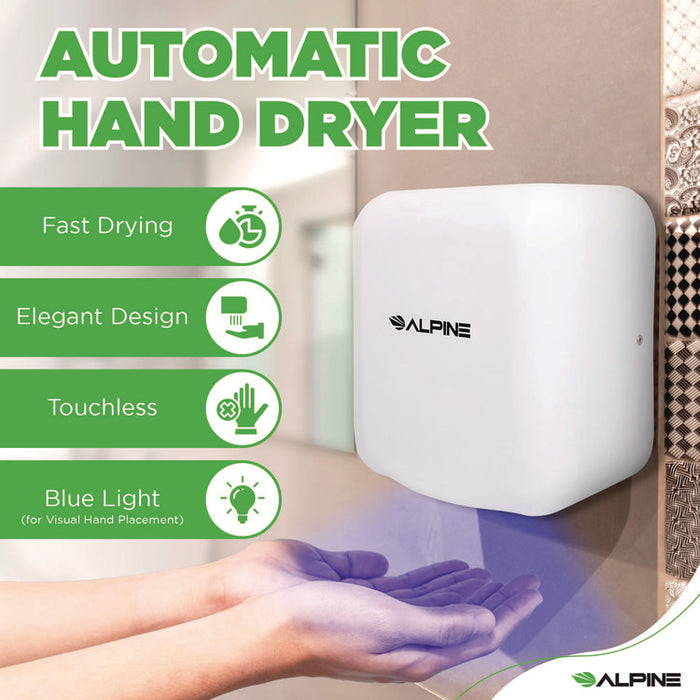 Hemlock Commercial 220V Automatic Hand Dryer, 6.68 x 11.41 x 12.31, White