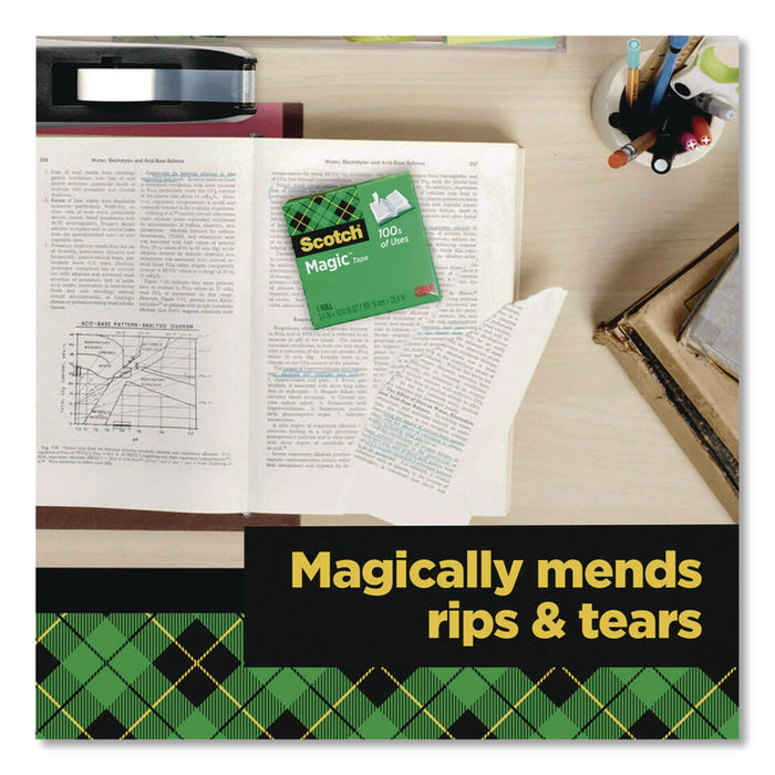 Magic Tape Cabinet Pack, 1" Core, 0.75" x 27.7 yds, Clear, 12/Pack