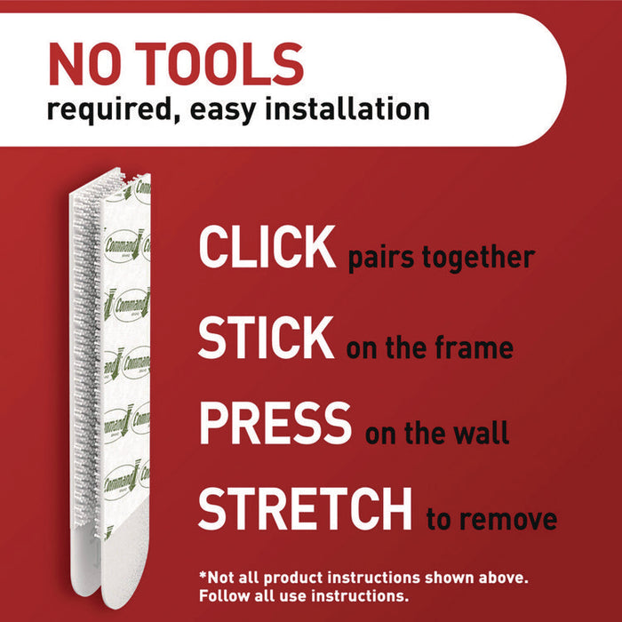 Damage-Free Hanging Picture Hanging Strip Pairs, Holds up to 3.75 lb, Large: 0.75" x 0.65", 20/Pack