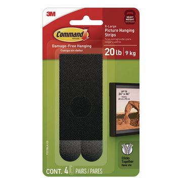 Damage-Free Hanging Picture Hanging Strip Pairs, Holds up to 5 lb, Black, 4/Pack