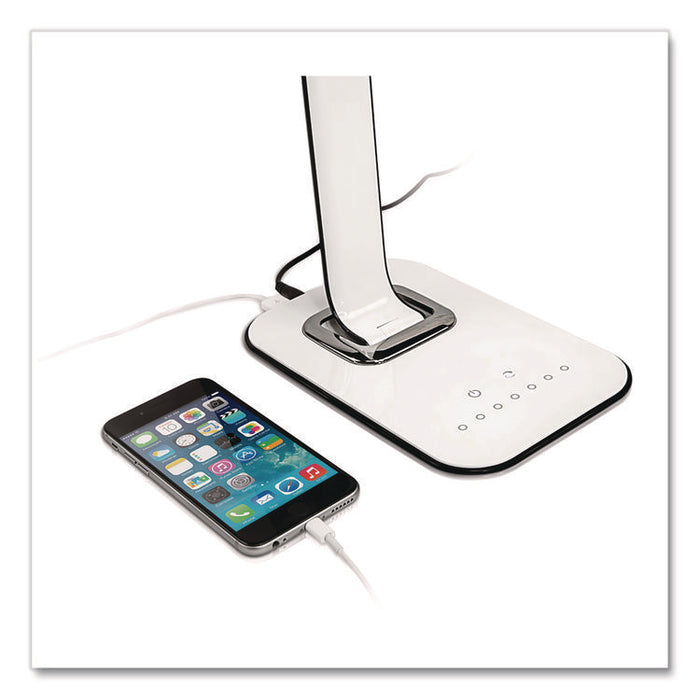 Turcom RelaxaLight Dimmable LED Desk Lamp with USB, Adjustable Neck, 16" to 28.5" High, White