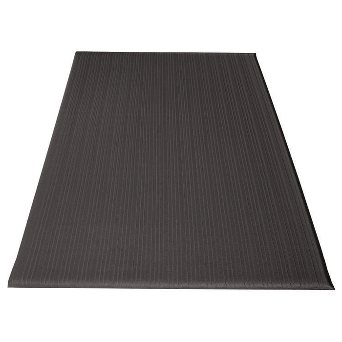 Ribbed Vinyl Anti-Fatigue Mat, Rectangular, Black Ribbed Surface, 24" x 36"