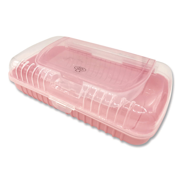 Pencil Case, 2 Compartments, 9.13" x 5.7" x 2.5", Randomly Assorted Color