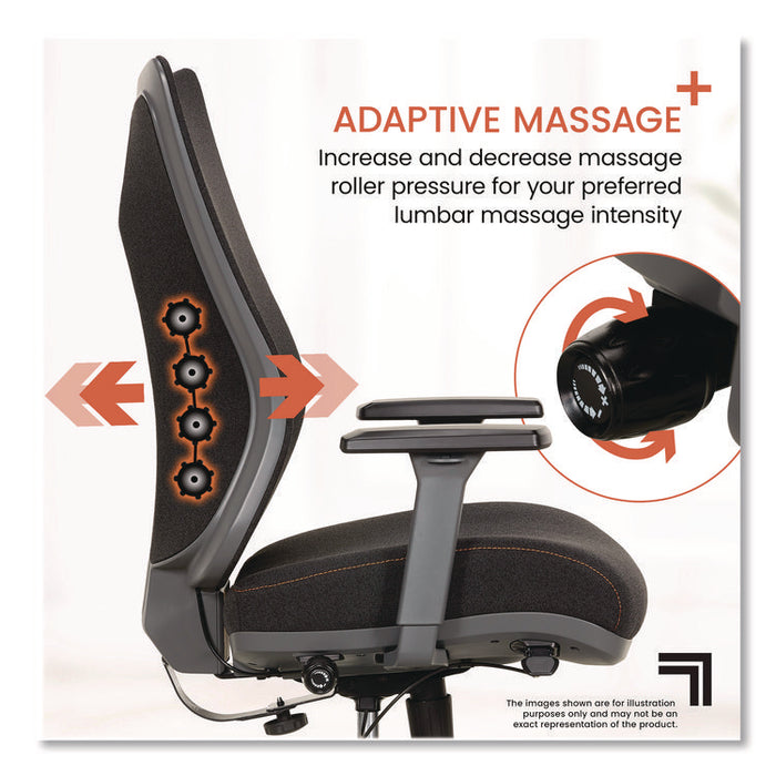 Revive Shiatsu Ergonomic Mesh Swivel Massage Chair, Supports Up to 275 lbs, 19.75" to 22.75" Seat Height, Black Seat/Back