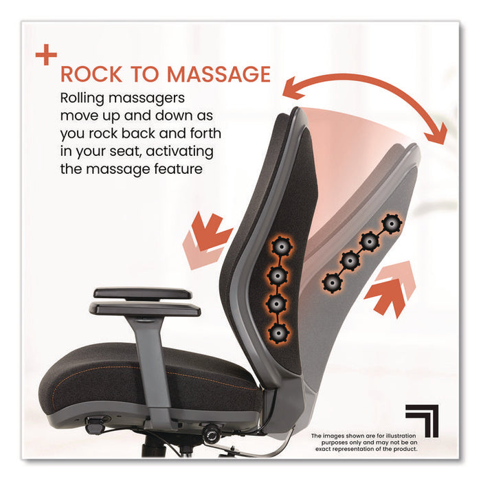 Revive Shiatsu Ergonomic Mesh Swivel Massage Chair, Supports Up to 275 lbs, 19.75" to 22.75" Seat Height, Black Seat/Back