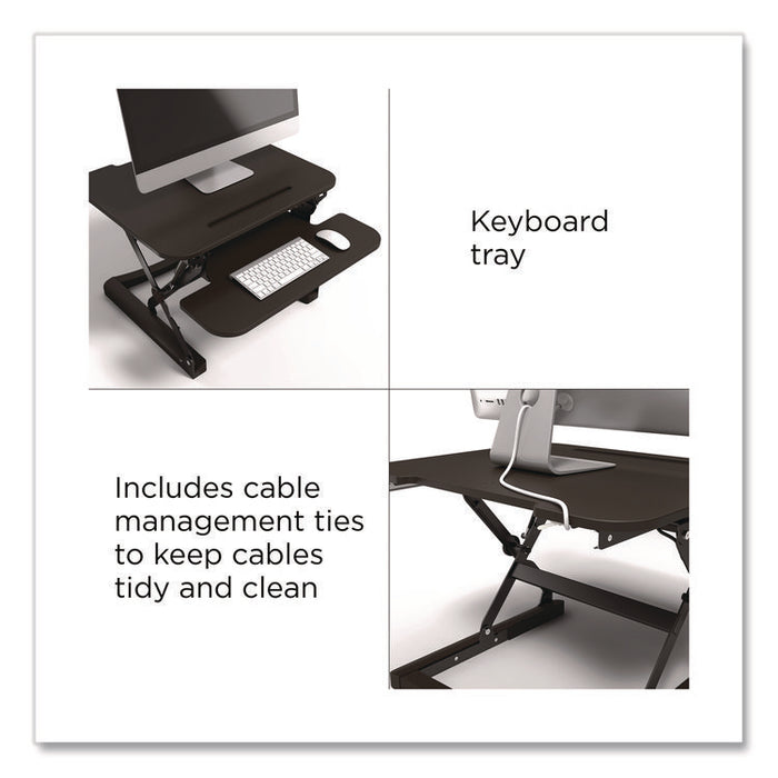 FlexFit Manual Adjustable Desk Converter, 26.7 x 30.8 x 5.9 to 19.6, Black