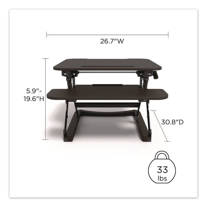 FlexFit Manual Adjustable Desk Converter, 26.7 x 30.8 x 5.9 to 19.6, Black