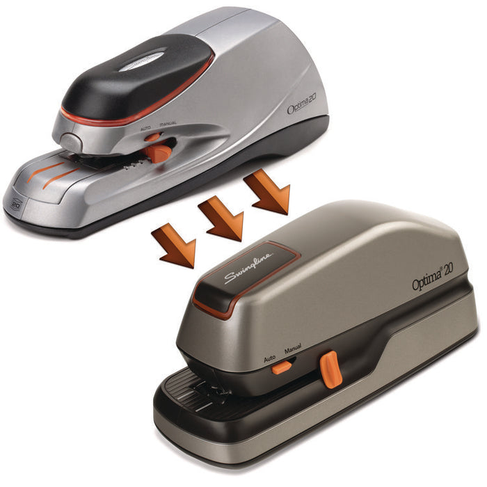 Optima 20 Electric Stapler, 20-Sheet Capacity, Silver