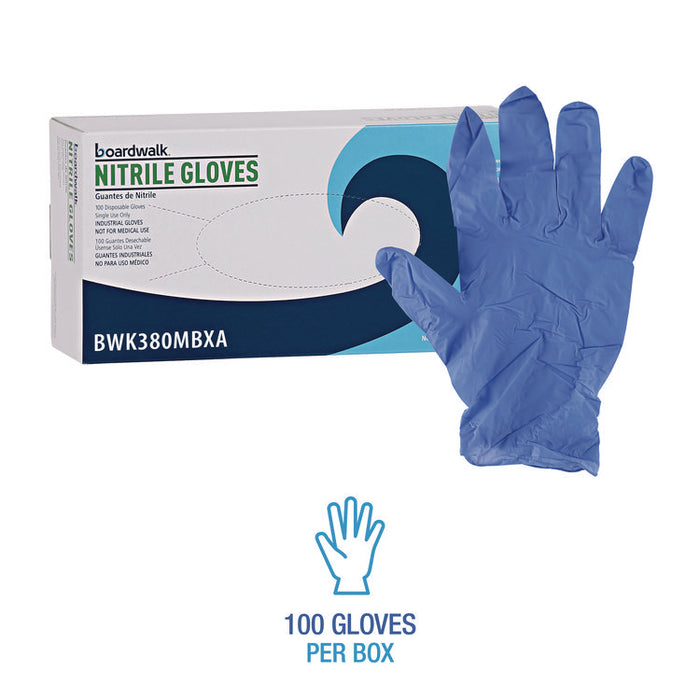380 Series Disposable General-Purpose Nitrile Gloves, Powder-Free, Medium, 4 mil Thick, 9.5" Long, Blue, 100/Box