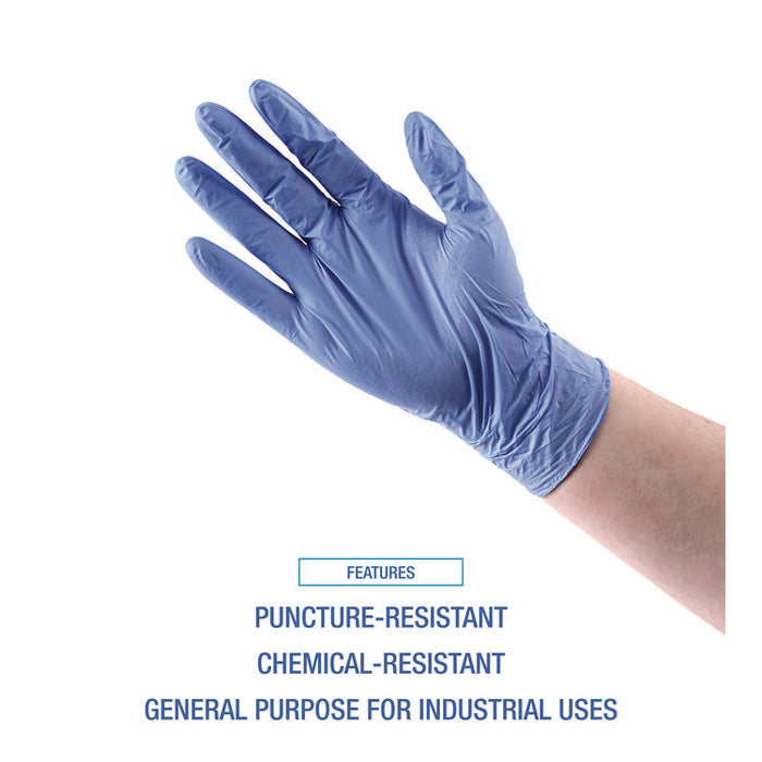 380 Series Disposable General-Purpose Nitrile Gloves, Powder-Free, Medium, 4 mil Thick, 9.5" Long, Blue, 100/Box, 10 Boxes/CT