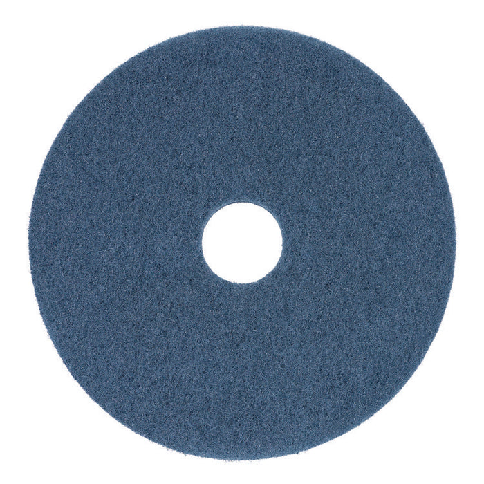 Scrubbing Floor Pads, 16" Diameter, Blue, 5/Carton