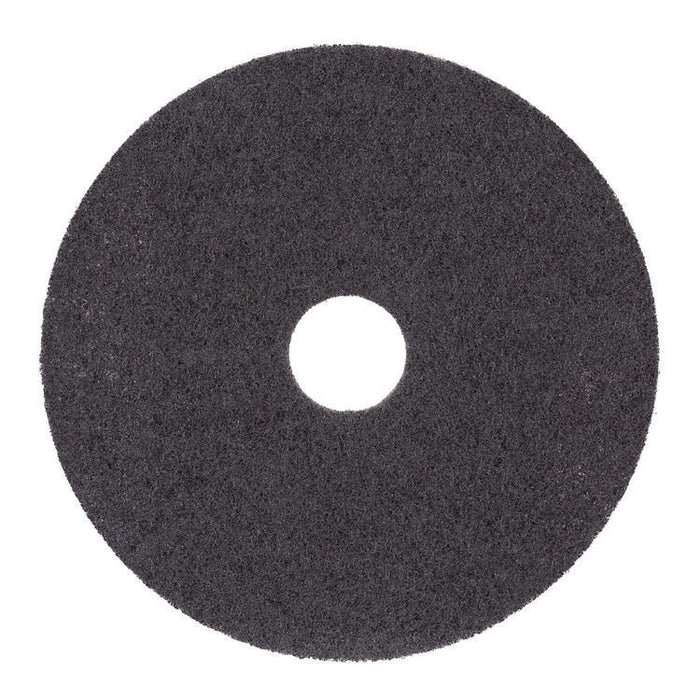 High Performance Stripping Floor Pads, 19" Diameter, Black, 5/Carton
