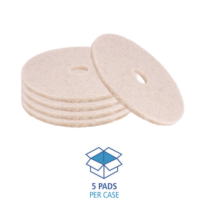 Natural Hog Hair Burnishing Floor Pads, 21" Diameter, Tan, 5/Carton