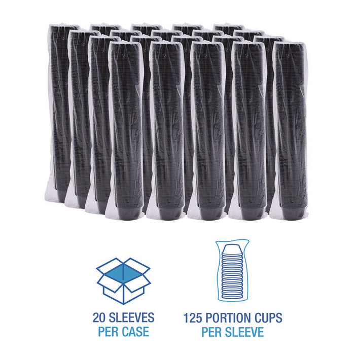Souffle/Portion Cups, 3.25 oz, Plastic, Black, 2,500/Carton