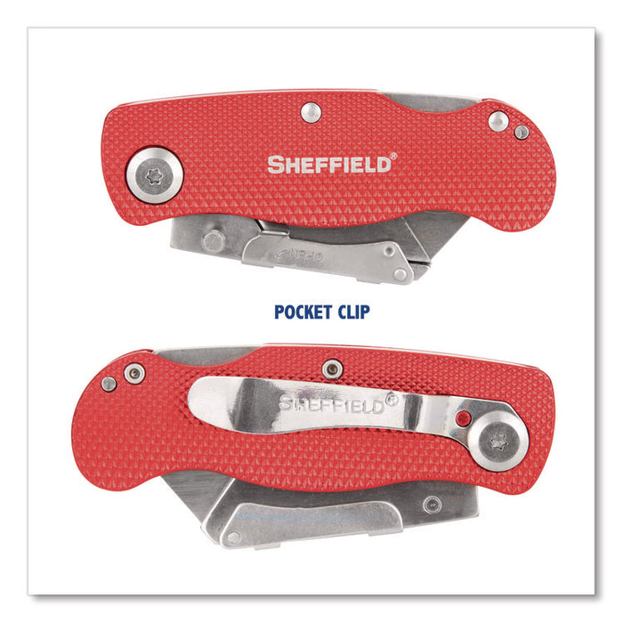 Quick Change Lock Back Utility Knife, 1.25" Blade, 3.5" Aluminum Handle, Red