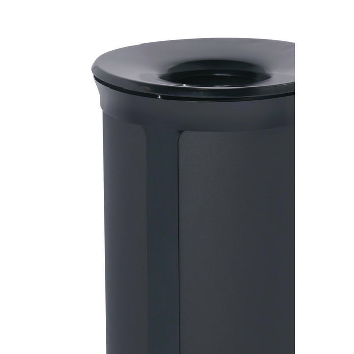 ENHANCE Series Waste Receptacle, 33 gal, Metal, Jet Black Metallic