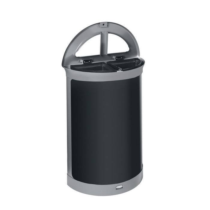 ENHANCE Series Waste Receptacle, Dual Top Hole, 11.5 gal, Metal, Pearl Gray/Umbra Gray