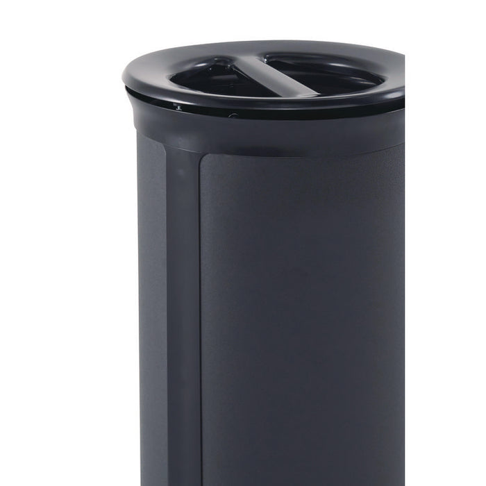 ENHANCE Series Waste Receptacle, Dual Top Hole, 33 gal, Metal, Jet Black Metallic