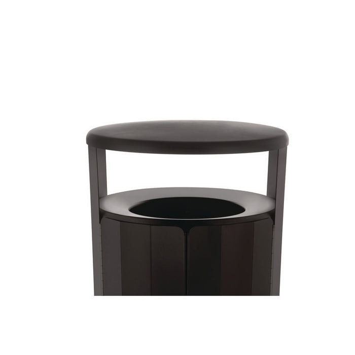 RESIST Round Waste Container, 45 gal, Metal, Textured Black/Black Gloss