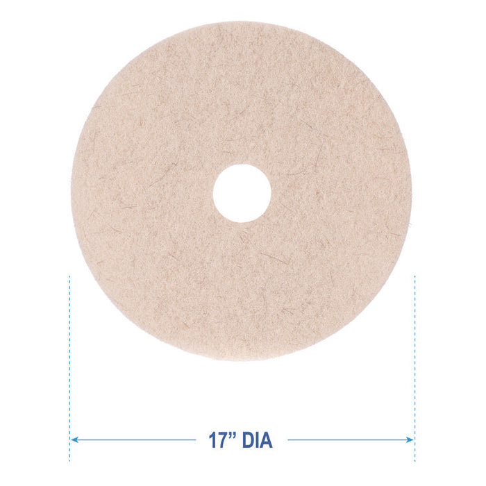 Natural Hog Hair Burnishing Floor Pads, 17" Diameter, Tan, 5/Carton