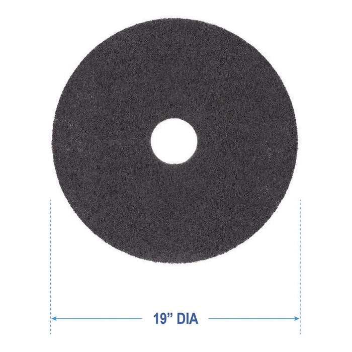 High Performance Stripping Floor Pads, 19" Diameter, Black, 5/Carton