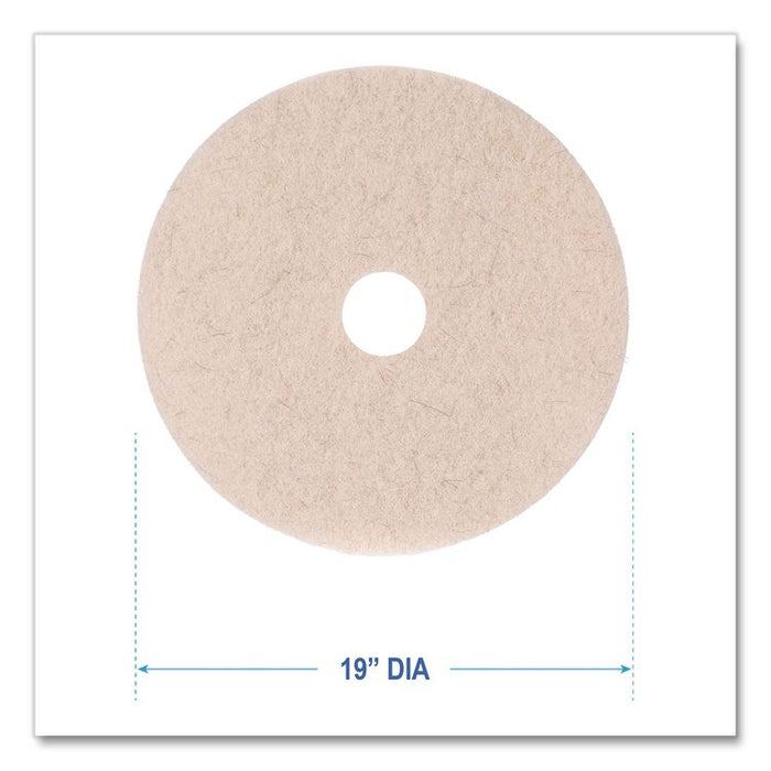 Natural Hog Hair Burnishing Floor Pads, 19" Diameter, Tan, 5/Carton