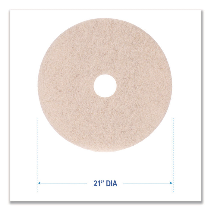 Natural Hog Hair Burnishing Floor Pads, 21" Diameter, Tan, 5/Carton
