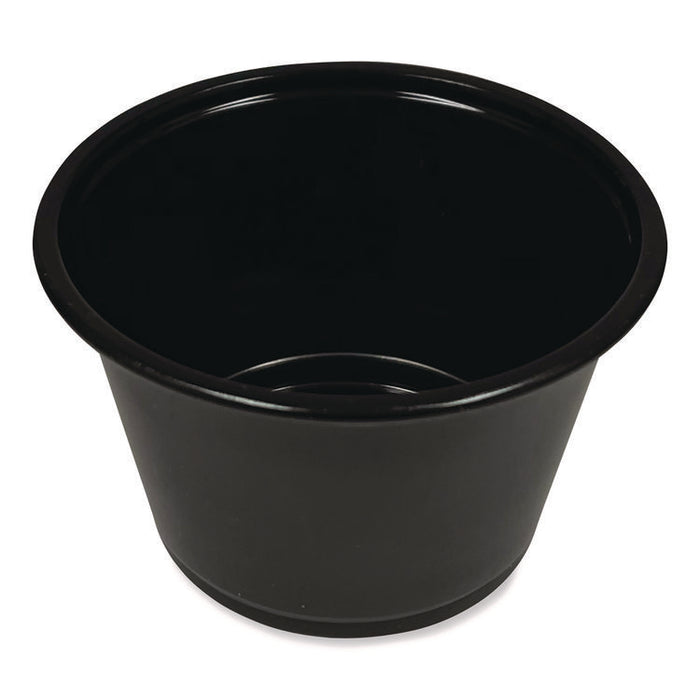 Souffle/Portion Cups, 4 oz, Plastic, Black, 2,500/Carton