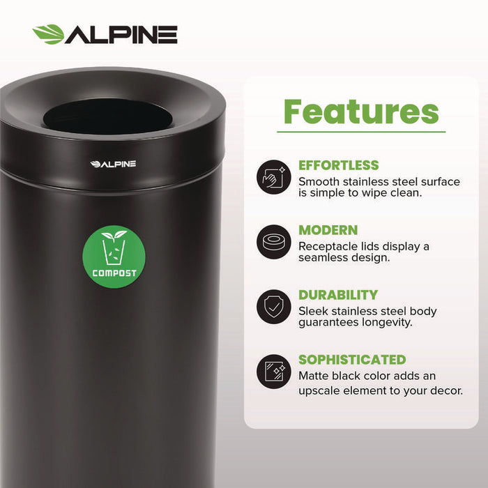 27 Gallon Black Stainless Steel Compost Can