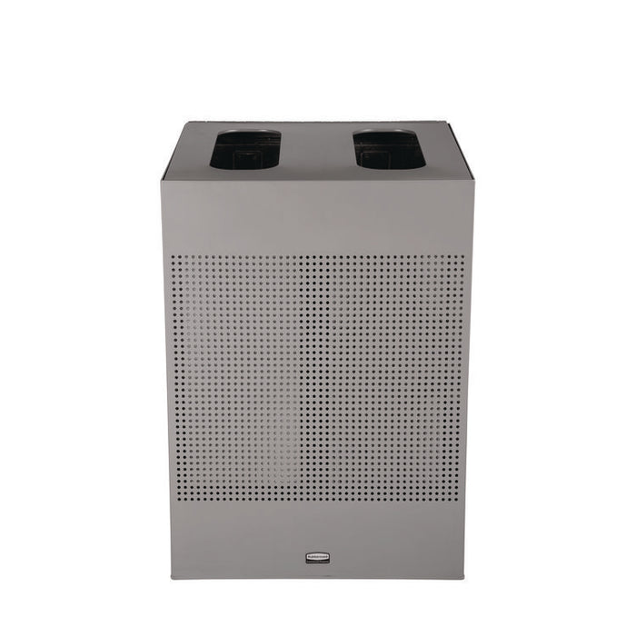 Designer Line Silhouettes Waste Receptacle, 34 gal, Steel, Silver Metallic