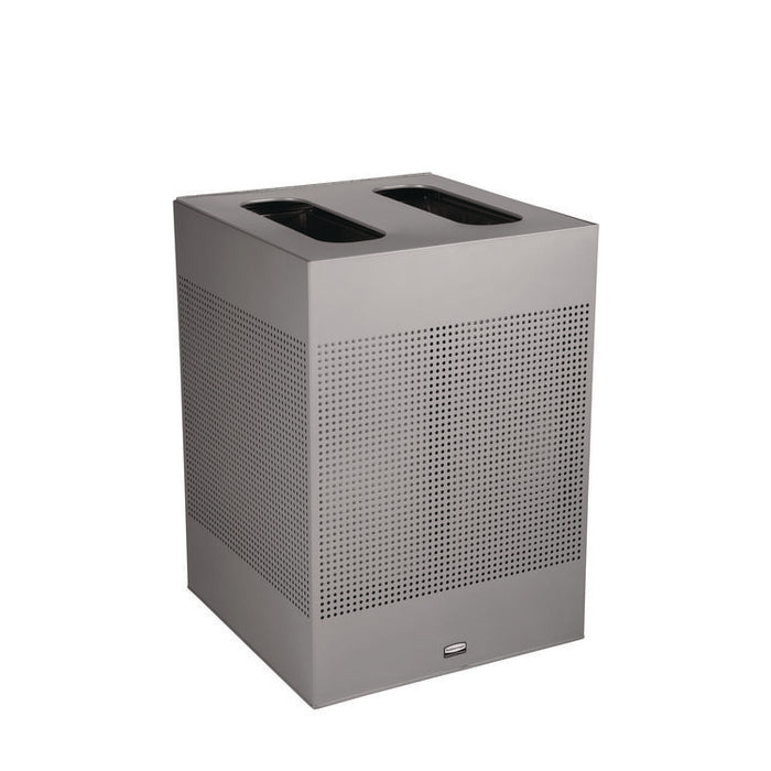 Designer Line Silhouettes Waste Receptacle, 34 gal, Steel, Silver Metallic