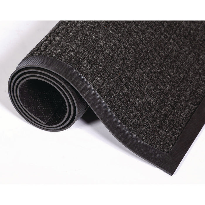 Super-Soaker Wiper/Scraper Mat with Gripper Bottom, Rectangular, Charcoal Gray Loop Pile Surface, 46" x 72"