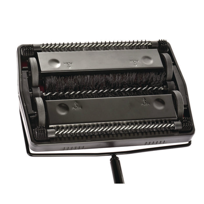 Manual Triple Brush Carpet and Floor Sweeper, 42.5" Handle, Red