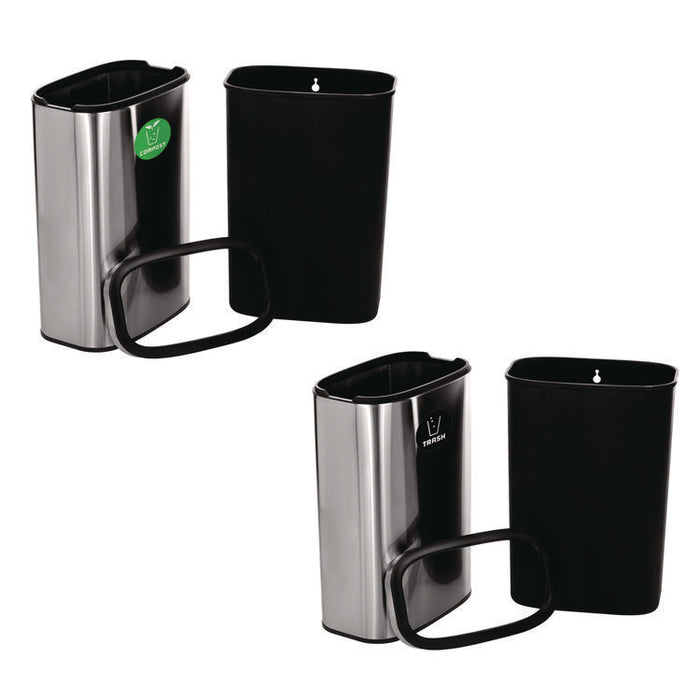 10.5 Gallon Compost and Trash Station, Brushed Stainless Steel