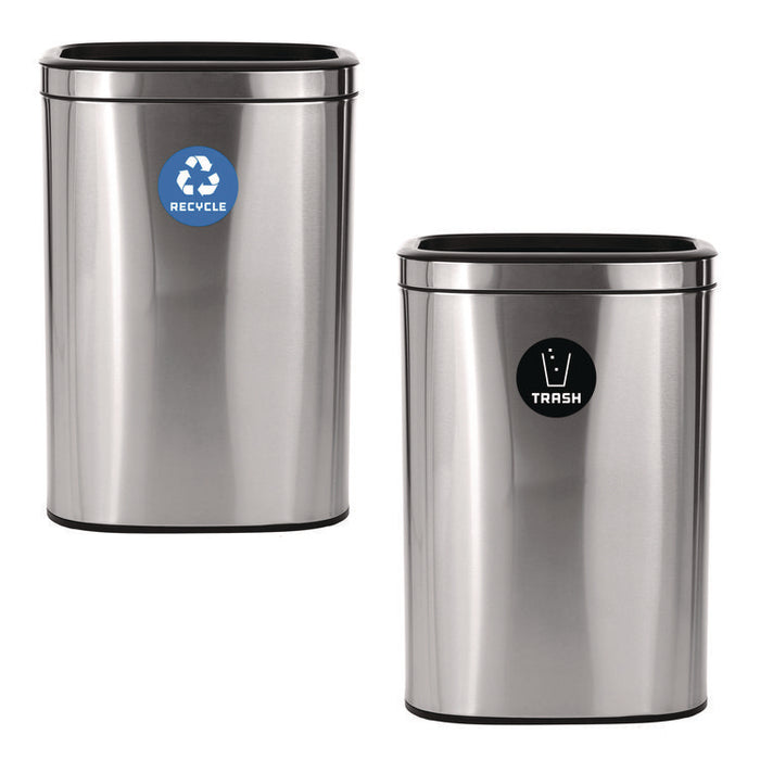 10.5 Gallon Recycle and Trash Station, Brushed Stainless Steel