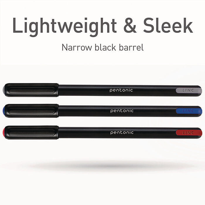 PENTONIC Ballpoint Pen, Stick, Fine 0.7 mm, Assorted Ink Colors, Black Barrel, 25/Pack