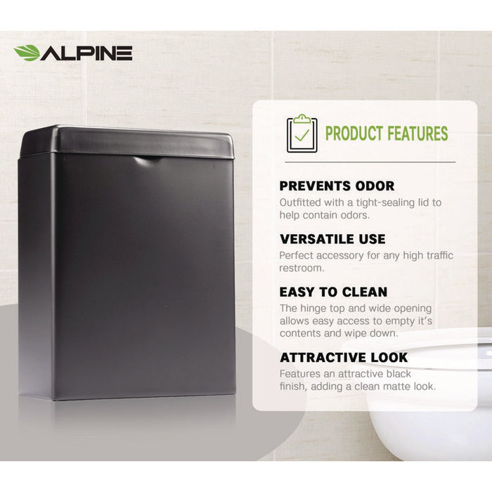 Stainless Steel Wall-Mounted Sanitary Napkin Receptacle, Black