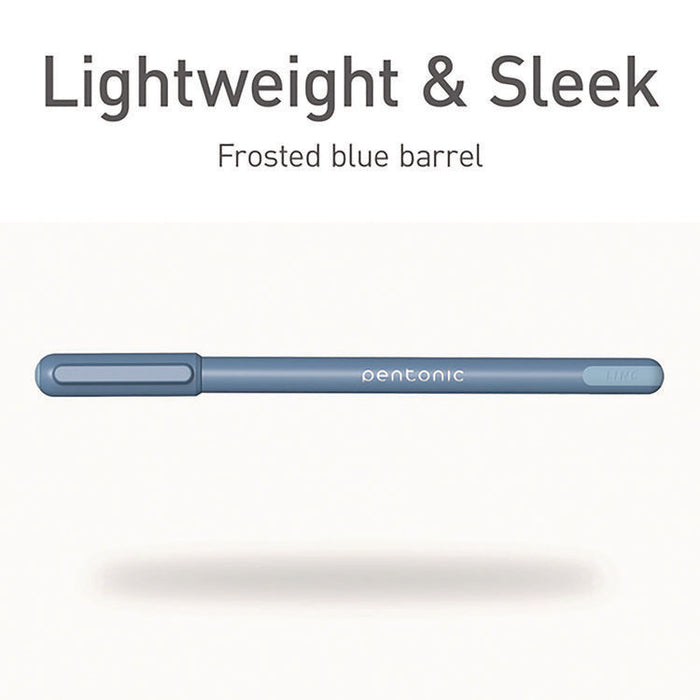 PENTONIC Gel Pen, Stick, Fine 0.7 mm, Blue Ink, Frosted Blue Barrel, 10/Pack