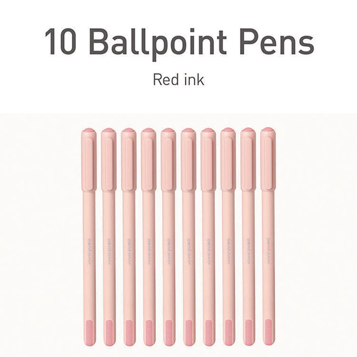 PENTONIC Gel Pen, Stick, Fine 0.7 mm, Red Ink, Pale Pink Barrel, 10/Pack