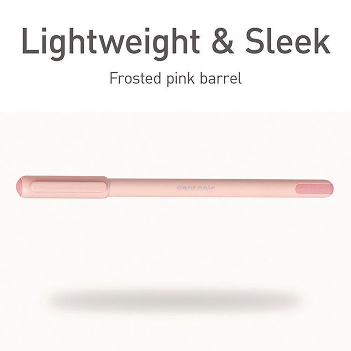 PENTONIC Gel Pen, Stick, Fine 0.7 mm, Red Ink, Pale Pink Barrel, 10/Pack