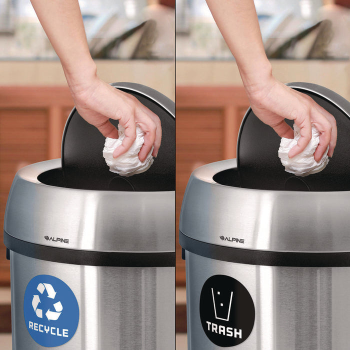 17 Gallon Stainless Steel Indoor Recycling Receptacle and Trash Station Swivel Lids