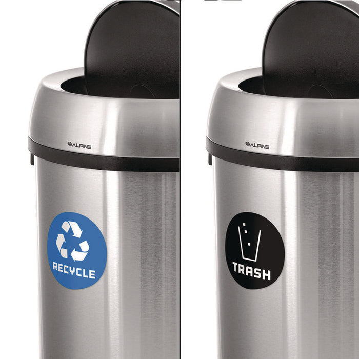 17 Gallon Stainless Steel Indoor Recycling Receptacle and Trash Station Swivel Lids