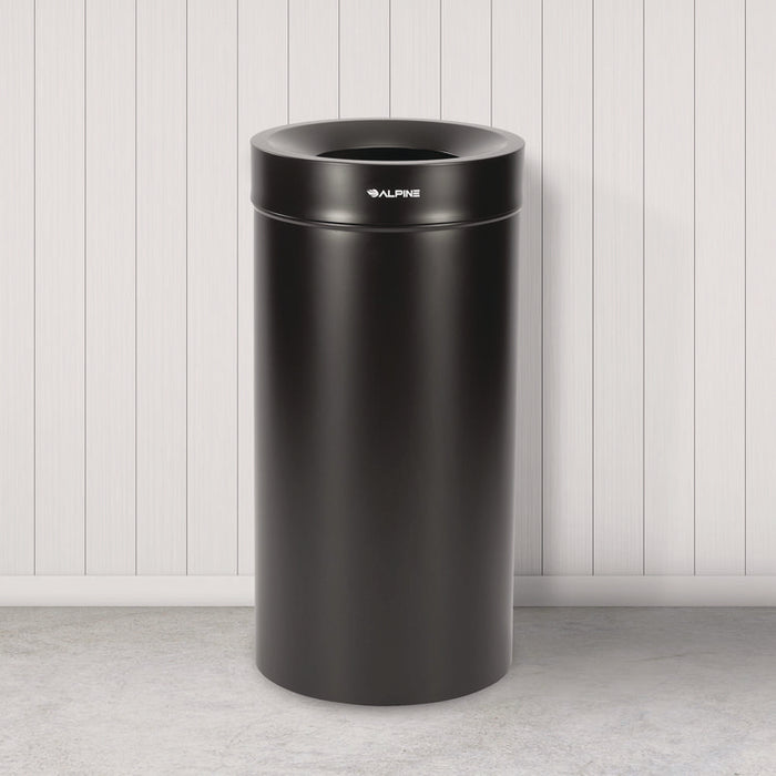 27 Gallon Stainless Steel Commercial Indoor Trash Can, Black