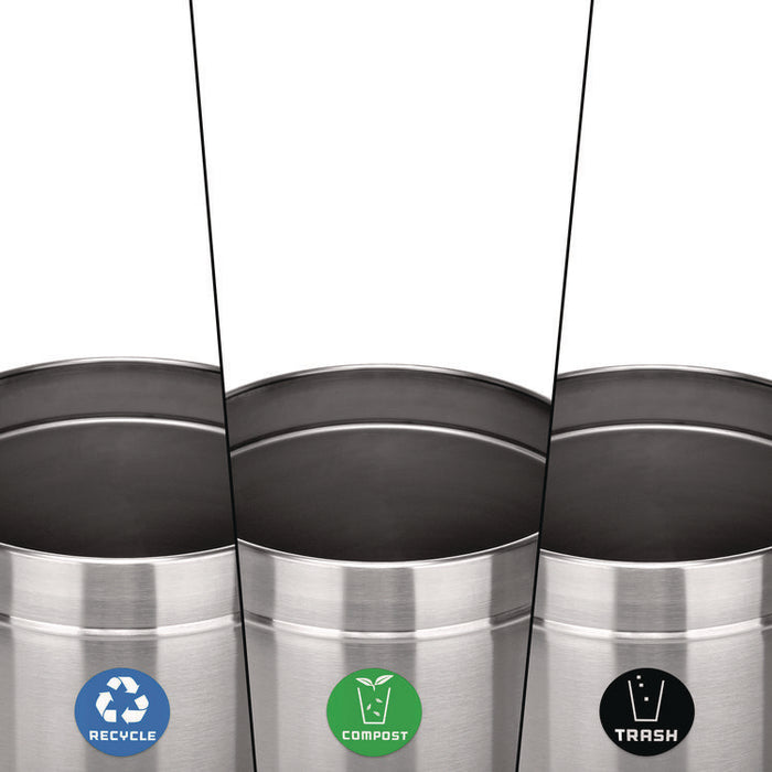27 Gallon Stainless Steel Compost Bin, Recycling Can and Trash Receptacle, Brushed Stainless Steel