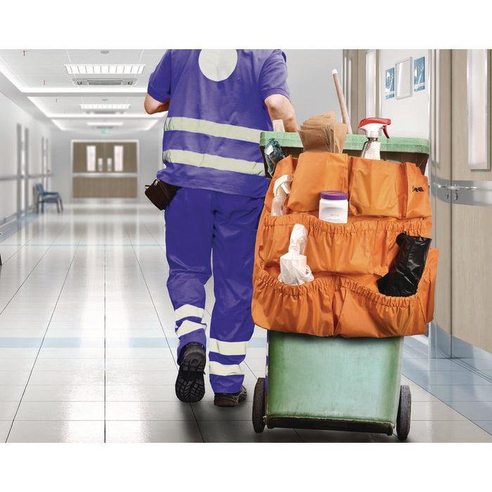 12-Pocket Trash Can Caddy Bag, 12 Compartments, 29 x 19.5, Orange