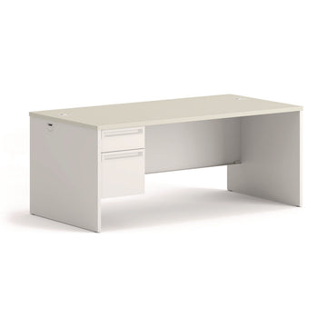 38000 Series Left Pedestal Desk, 72" x 36" x 30", Light Gray/Silver
