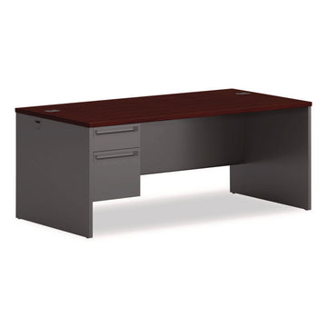 38000 Series Left Pedestal Desk, 72" x 36" x 29.5", Mahogany/Charcoal