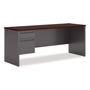 38000 Series Left Pedestal Credenza, 72w x 24d x 29.5h, Mahogany/Charcoal
