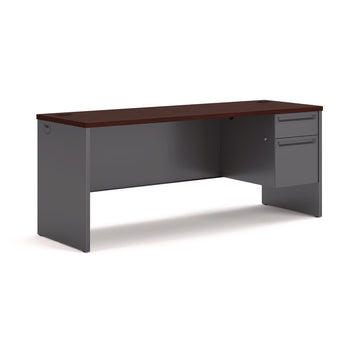 38000 Series Right Pedestal Credenza, 72w x 24d x 29.5h, Mahogany/Charcoal